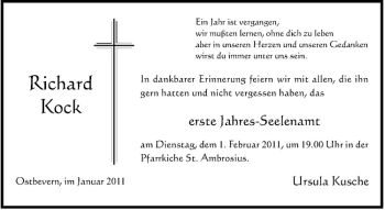 Todesanzeige von Richard Kock von Westfälische Nachrichten