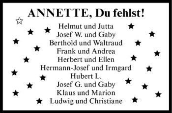 Todesanzeige von Annette Gößling von Westfälische Nachrichten