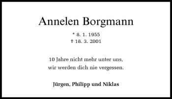 Todesanzeige von Annelen Borgmann von Westfälische Nachrichten