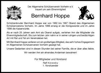 Todesanzeige von Bernhard Hoppe von Westfälische Nachrichten