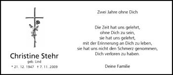 Todesanzeige von Christine Stehr von Westfälische Nachrichten