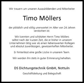 Todesanzeige von Timo Möllers von Westfälische Nachrichten
