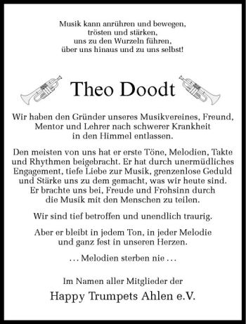 Todesanzeige von Theo Doodt von Westfälische Nachrichten