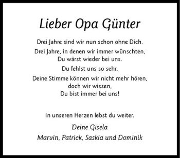 Todesanzeige von Günter Helmus von Westfälische Nachrichten