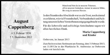 Todesanzeige von August Cappenberg von Westfälische Nachrichten