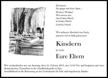 Todesanzeige von Für unsere Kinder  von Westfälische Nachrichten