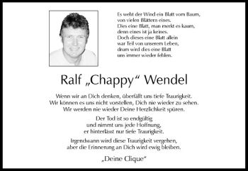 Todesanzeige von Ralf Wendel von Westfälische Nachrichten