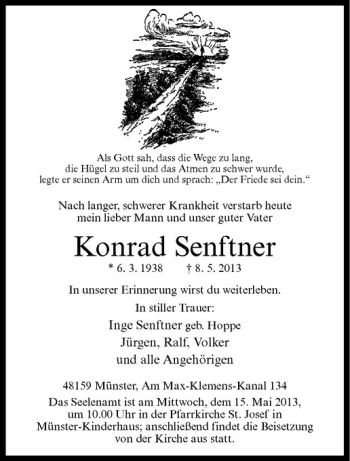 Todesanzeige von Konrad Senftner von Westfälische Nachrichten