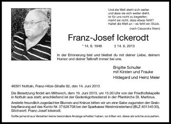 Todesanzeige von Franz-Josef Ickerodt von Westfälische Nachrichten