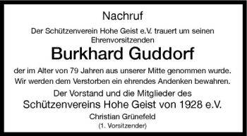 Todesanzeige von Burkhard Guddorf von Westfälische Nachrichten