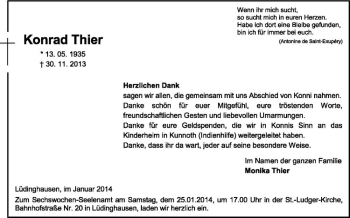 Todesanzeige von Konrad Thier von Westfälische Nachrichten