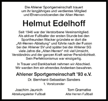 Todesanzeige von  Edelfhoff von Westfälische Nachrichten