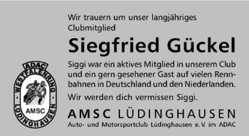 Todesanzeige von Siegfried Gückel von Westfälische Nachrichten