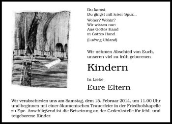 Todesanzeige von Kindern  von Westfälische Nachrichten