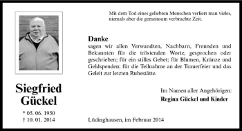 Todesanzeige von Gückel Siegfried von Westfälische Nachrichten