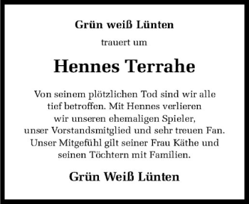 Todesanzeige von Hennes Terrahe von Westfälische Nachrichten