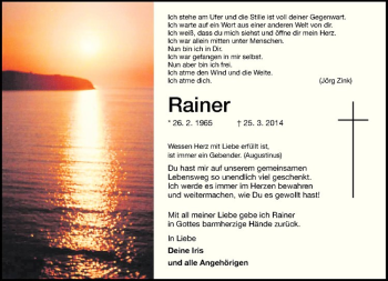 Todesanzeige von Rainer Kormann von Westfälische Nachrichten