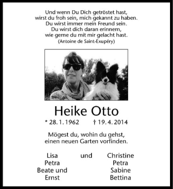 Todesanzeige von Heike Otto von Westfälische Nachrichten