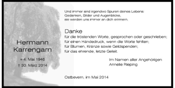 Todesanzeige von Hermann Karrengarn von Westfälische Nachrichten