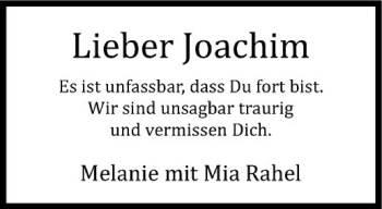 Todesanzeige von Joachim  von Westfälische Nachrichten