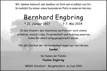 Todesanzeige von Bernhard Engbring von Westfälische Nachrichten