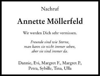 Todesanzeige von Annette Möllerfeld von Westfälische Nachrichten