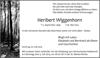 Todesanzeige von Heribert Wiggenhorn von Westfälische Nachrichten