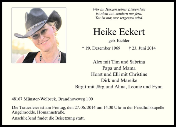 Todesanzeige von Heike Eckert von Westfälische Nachrichten