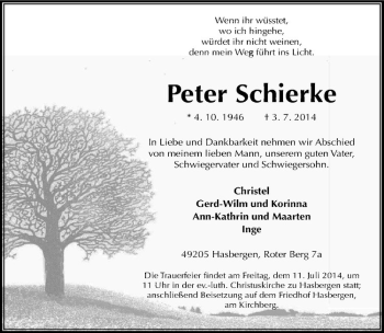 Todesanzeige von Peter Schierke von Westfälische Nachrichten