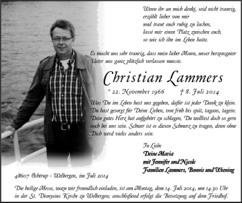 Todesanzeige von Christian Lammers von Westfälische Nachrichten