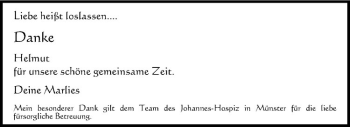 Todesanzeige von Helmut Beding von Westfälische Nachrichten