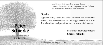 Todesanzeige von Peter Schierke von Westfälische Nachrichten