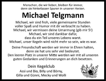 Todesanzeige von Michael Telgmann von Westfälische Nachrichten