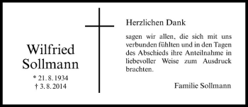 Todesanzeige von Wilfried Sollmann von Westfälische Nachrichten