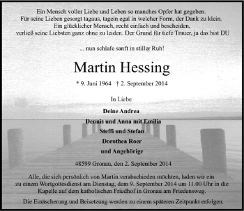 Todesanzeige von Martin Hessing von Westfälische Nachrichten