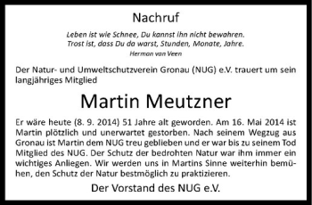 Todesanzeige von Martin Meutzner von Westfälische Nachrichten