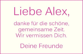 Todesanzeige von Alex Bleckmann von Westfälische Nachrichten