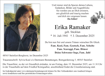 Todesanzeige von Erika Ramaker 