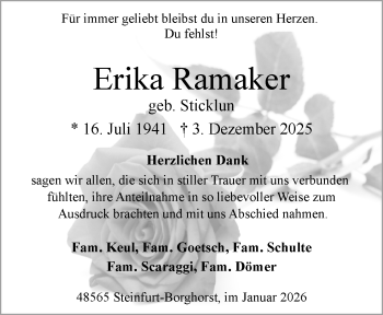 Todesanzeige von Erika Ramaker 