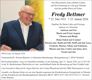Todesanzeige von Fredy Bettmer 