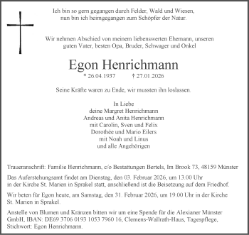 Todesanzeige von Egon Henrichmann 