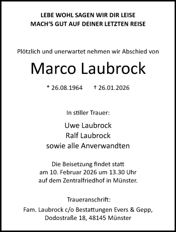 Todesanzeige von Marco Laubrock 