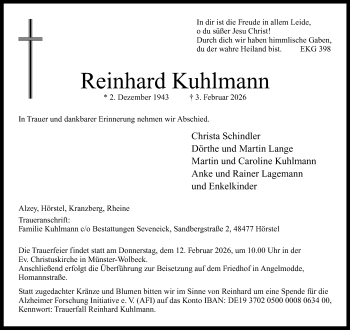 Todesanzeige von Reinhard Kuhlmann 
