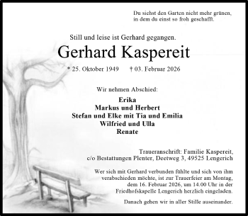 Todesanzeige von Gerhard Kaspereit 