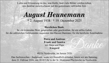 Todesanzeige von August Heunemann 
