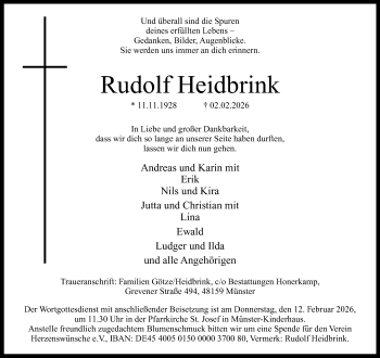 Todesanzeige von Rudolf Heidbrink 