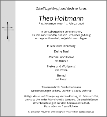 Todesanzeige von Theo Holtmann 