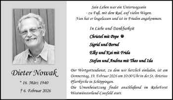 Todesanzeige von Dieter Nowak 