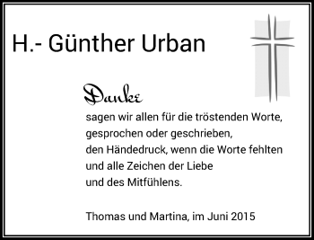 Todesanzeige von H.- Günther Urban von Rheinische Post