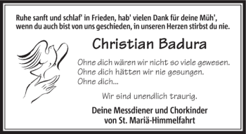 Todesanzeige von Badura Christian von Rheinische Post